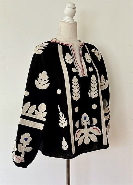 Gorgeous Boho Appliqued and Embroidered Blouse