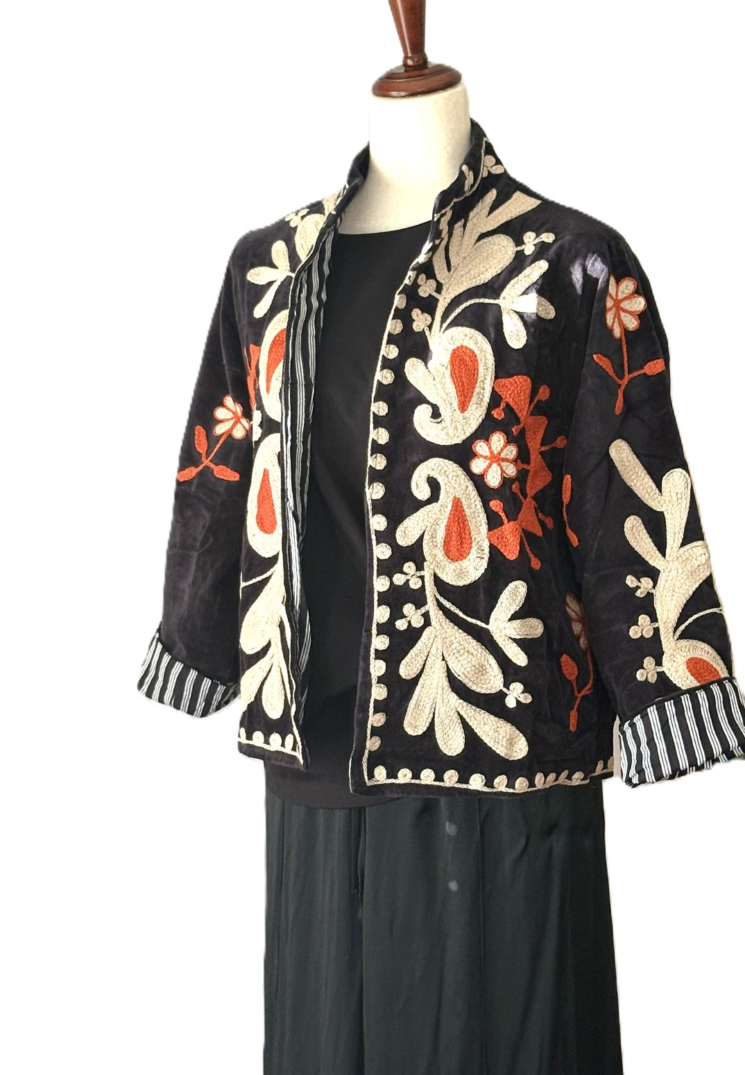 Jacket, Wearable Art Suzani Work Jacket, A Blend Of Traditional Art And Contemporary Fashion. (Copy)