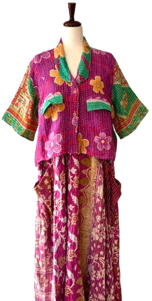 Kantha Bae Clarity Crop Tops Are The "Camp" Shirts Of The Season.(Purple Green)