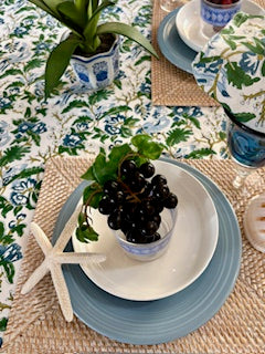 Table, Fresh and Lively Handmade Block Print Table Cloth With 6 Matching Napkins (60 X 90) A Favorite.