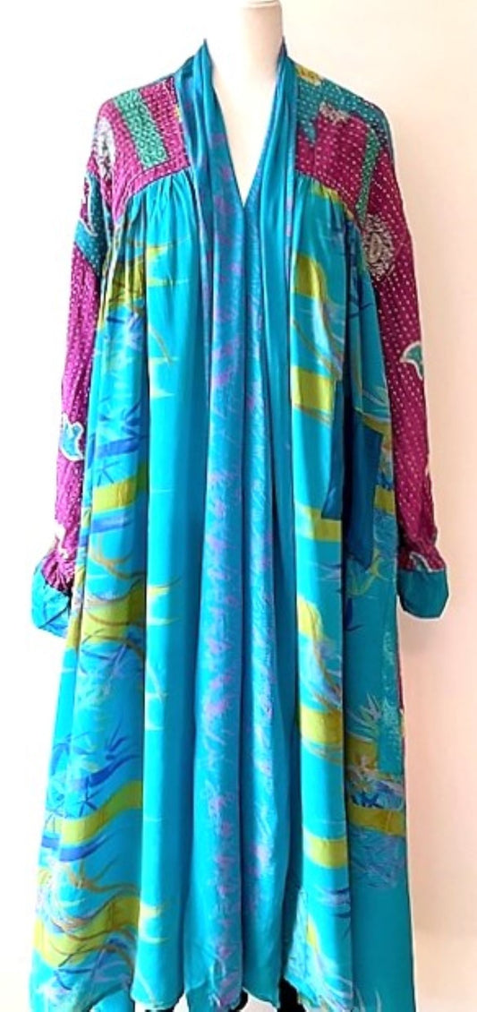 Kantha Bae Statement Maker, Utopia Duster, Mixed Print (Turquoise)