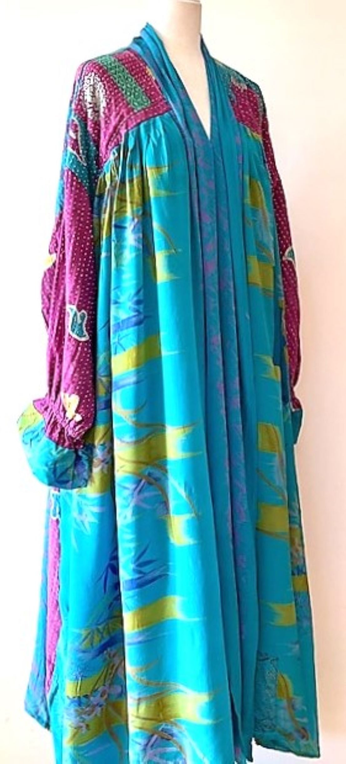 Kantha Bae Statement Maker, Utopia Duster, Mixed Print (Turquoise)