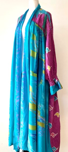 Kantha Bae Statement Maker, Utopia Duster, Mixed Print (Turquoise)