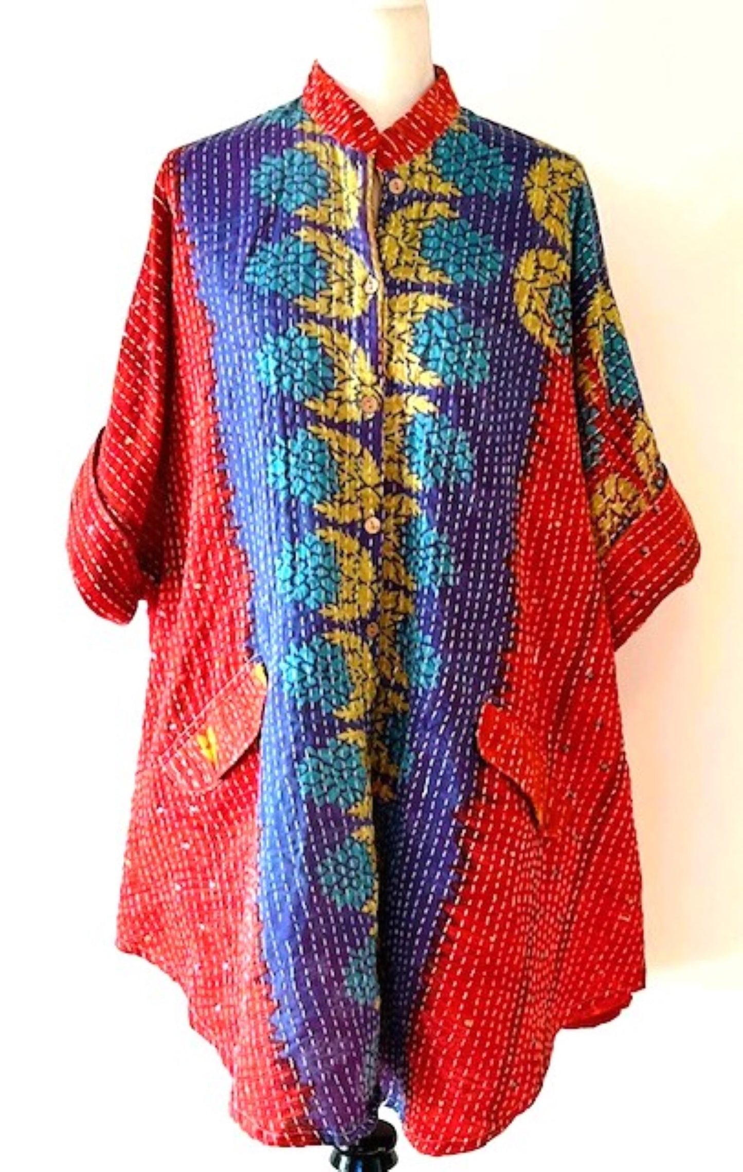 Kantha Bae Free To Be Tunic: Always A Best Seller (Red and Royal)