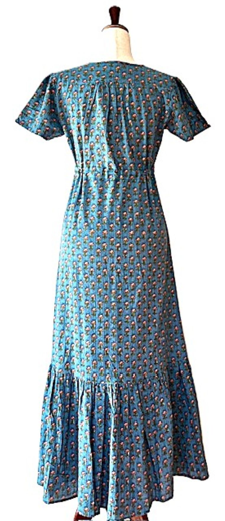 Maxi Length Cap Sleeve Dress Is Tailored And Refreshing. (Aqua)