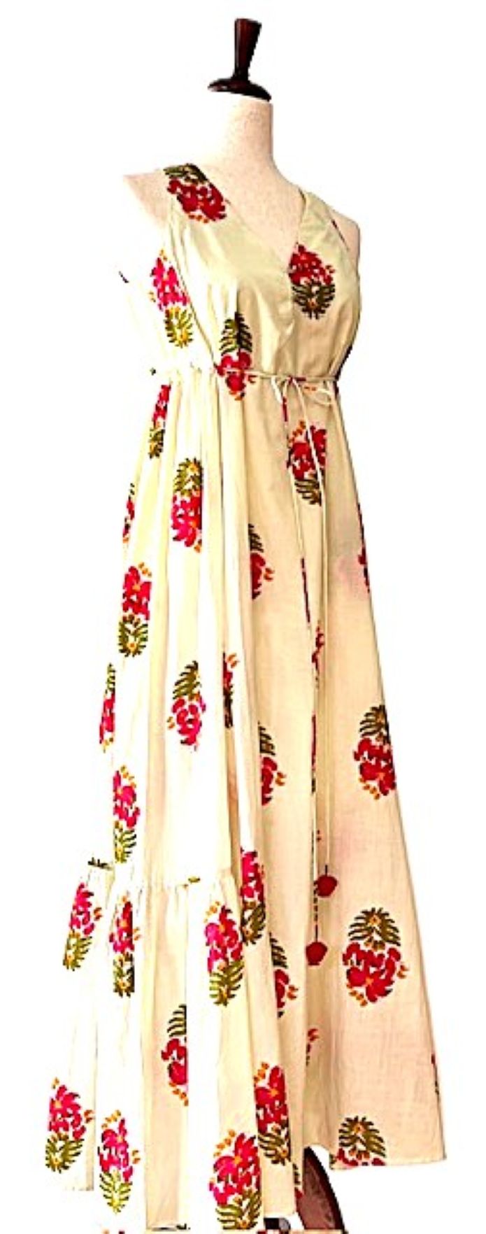 Chic Midi Dress In Cream With A Floral Rose Print Is Adorable.