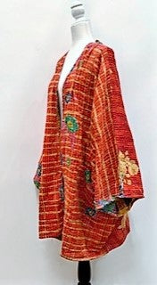 Solutions Open Kimono Jacket Provides Versatility (Red/Green)