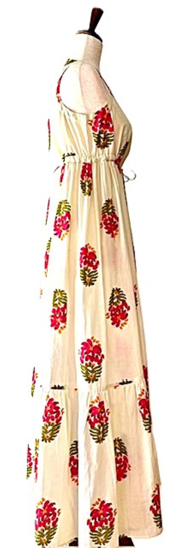 Chic Midi Dress In Cream With A Floral Rose Print Is Adorable.