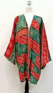 Solutions Open Kimono Jacket Provides Versatility (Red Stripe)