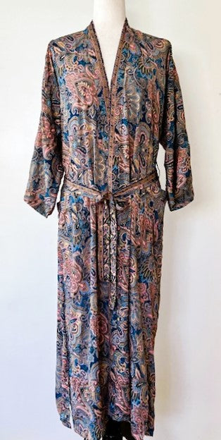 Traditional Print Silk Blend Kimono Duster Is Classic