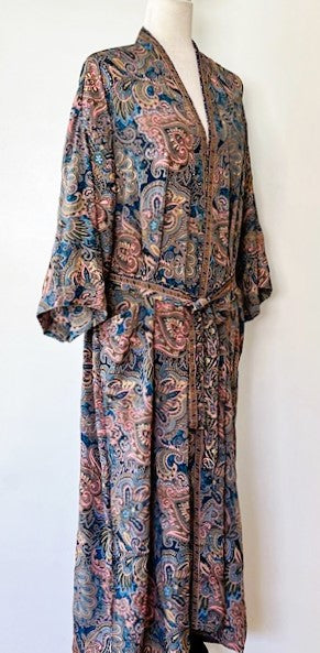 Traditional Print Silk Blend Kimono Duster Is Classic