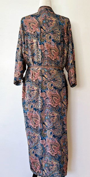 Traditional Print Silk Blend Kimono Duster Is Classic