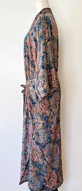 Traditional Print Silk Blend Kimono Duster Is Classic