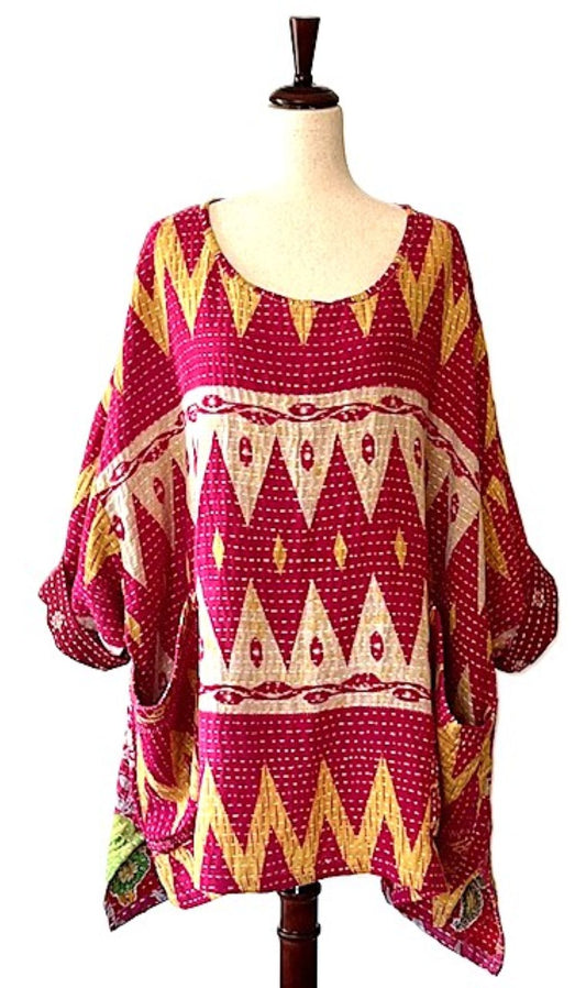 Kantha Bae Dream Pullover, (Red Geometric)