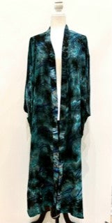 Luxury Print Silk Kimono Duster Dress is Sophisticated (Blue Ombre)