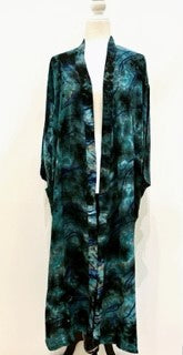 Luxury Print Silk Kimono Duster Dress is Sophisticated (Blue Ombre)