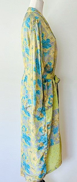 Wrap Silk Duster Kimono Is Soft and Feminine (Aqua)