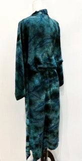 Luxury Print Silk Kimono Duster Dress is Sophisticated (Blue Ombre)