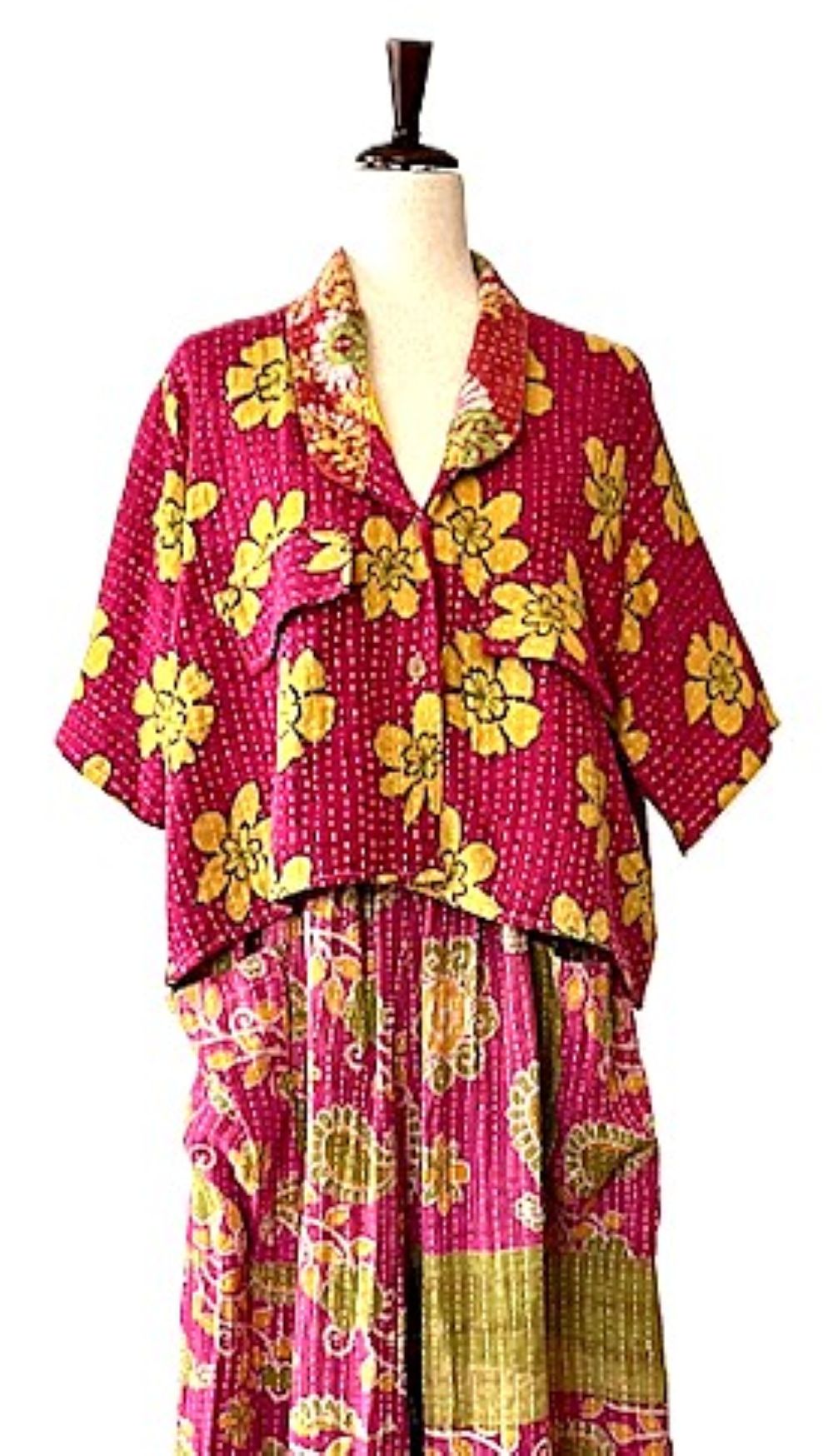 Kantha Bae Clarity Crop Tops Are Fully Reversible "Camp" Shirts (Yellow Daisy)