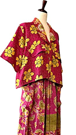 Kantha Bae Clarity Crop Tops Are Fully Reversible "Camp" Shirts (Yellow Daisy)