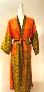 Lightweight Silk Kimono For Resort or Spa (Orange)