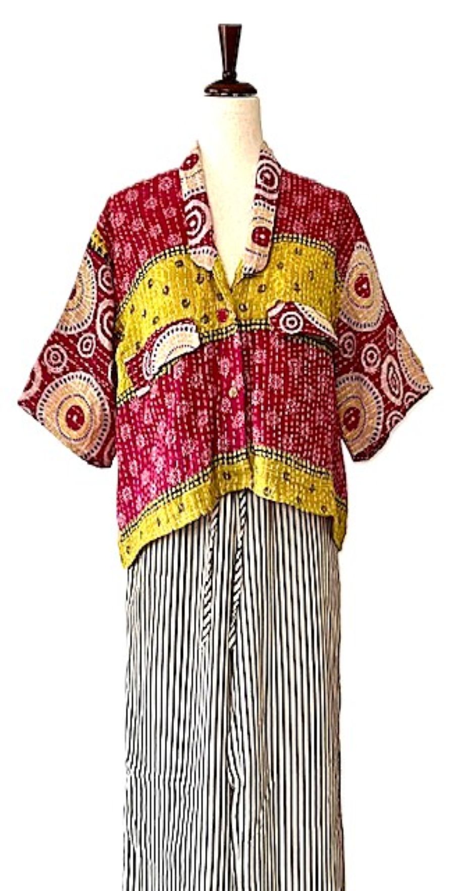 Kantha Bae Clarity Crop Tops Are Fully Reversible "Camp". Shirts (Red Yellow)