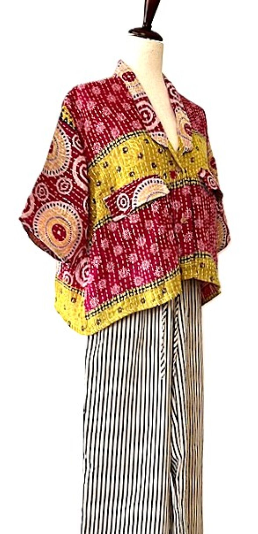 Kantha Bae Clarity Crop Tops Are Fully Reversible "Camp". Shirts (Red Yellow)