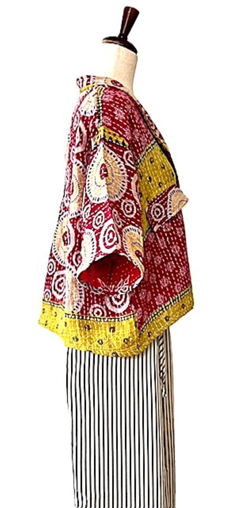 Kantha Bae Clarity Crop Tops Are Fully Reversible "Camp". Shirts (Red Yellow)
