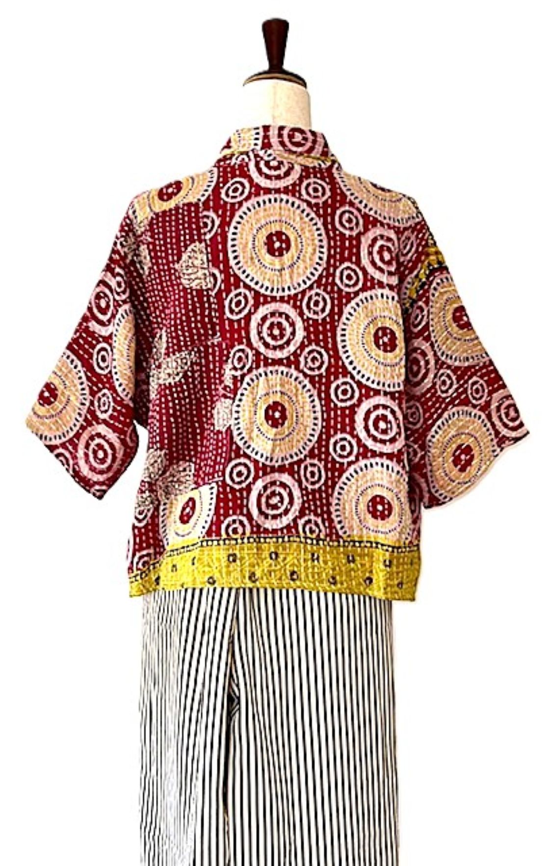 Kantha Bae Clarity Crop Tops Are Fully Reversible "Camp". Shirts (Red Yellow)