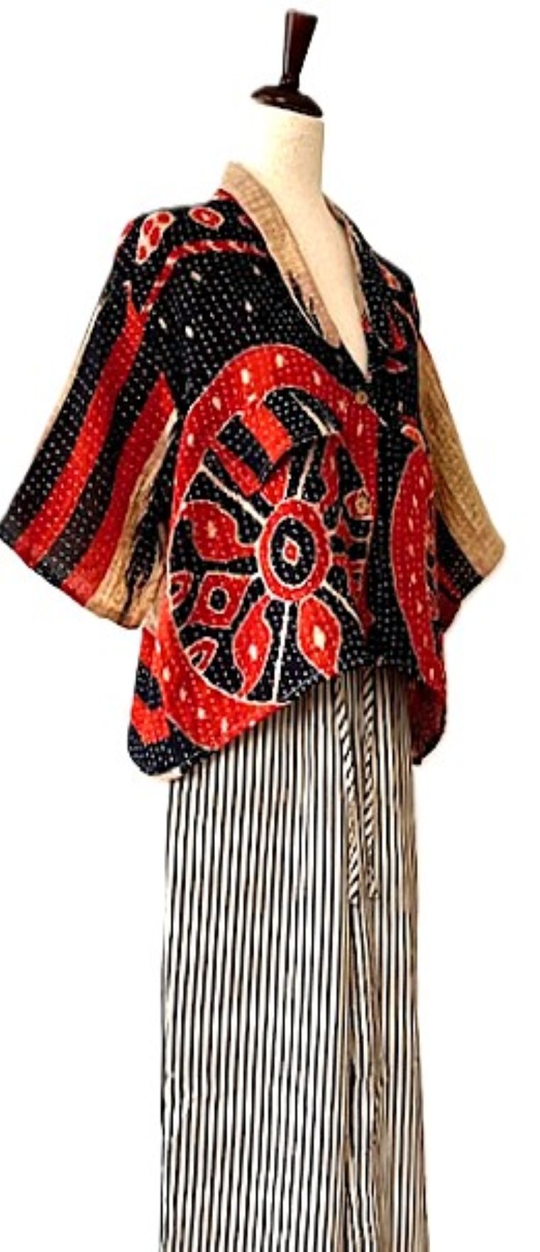 Kantha Bae Clarity Crop Tops Are Fully Reversible "Camp". Shirts (Red Black)