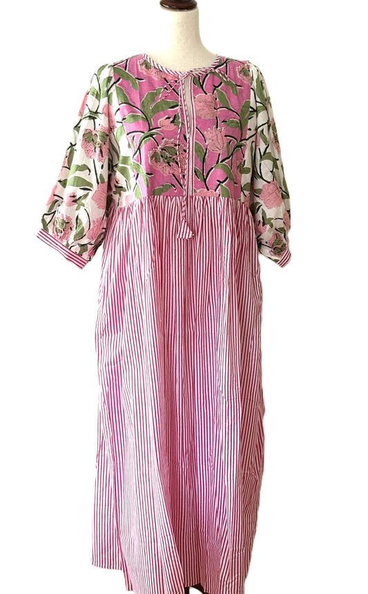 Dresses: Smart, Timeless And Fashionable Classic Striped and Floral Print (Pink)
