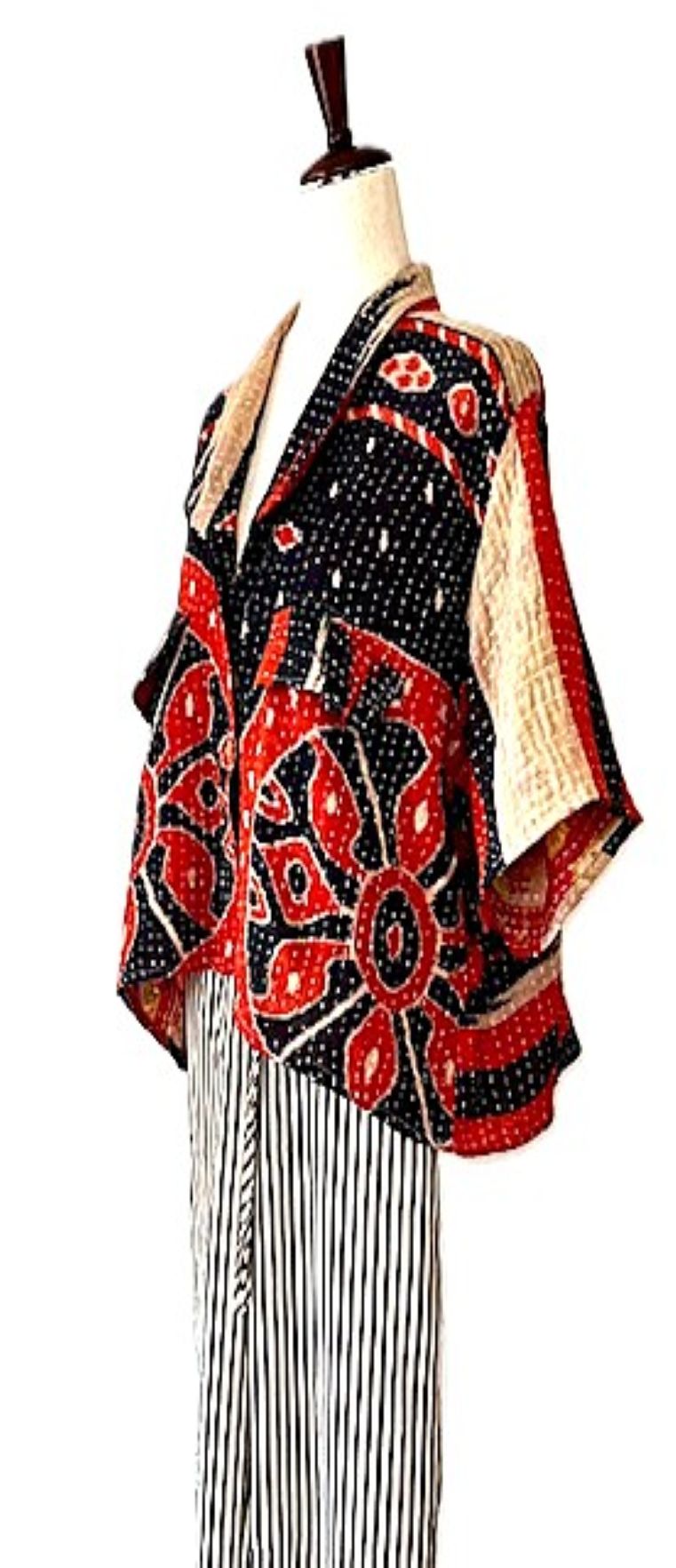 Kantha Bae Clarity Crop Tops Are Fully Reversible "Camp". Shirts (Red Black)