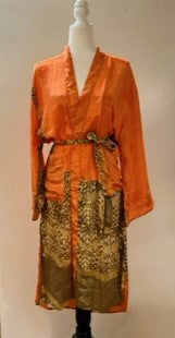 Luxury Silk Kimono Duster: ( Mango/Bronze)