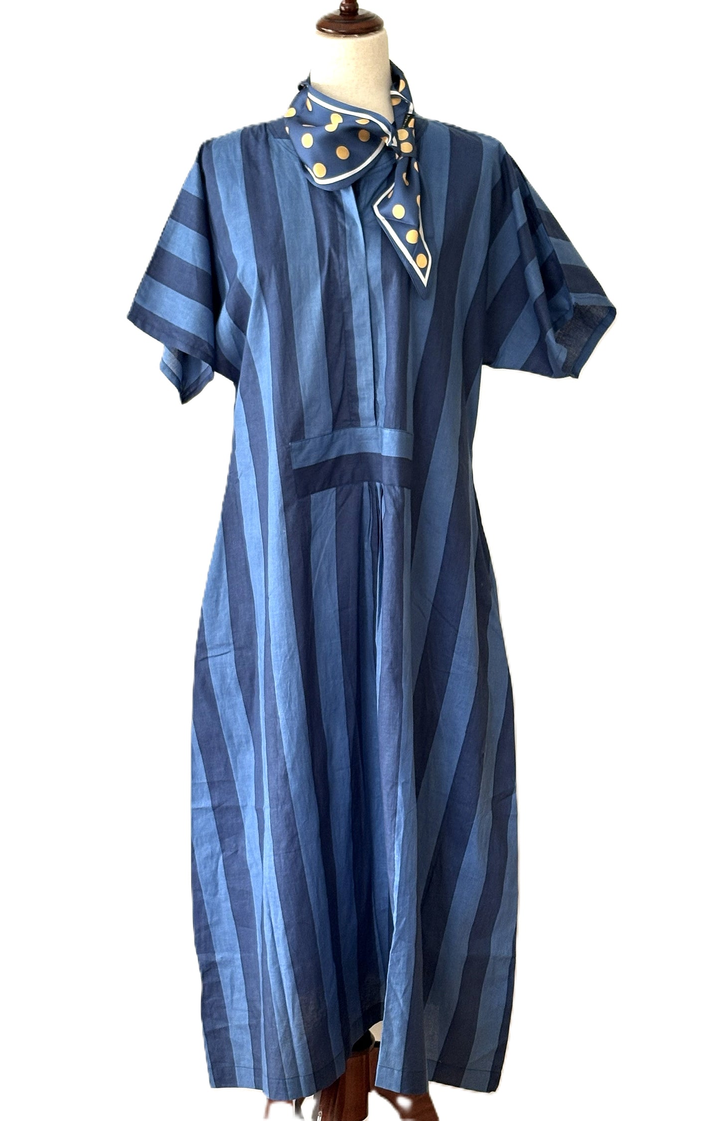Dresses: Smart, Fashionable  Shirt Dress In Classic Blue Stripes
