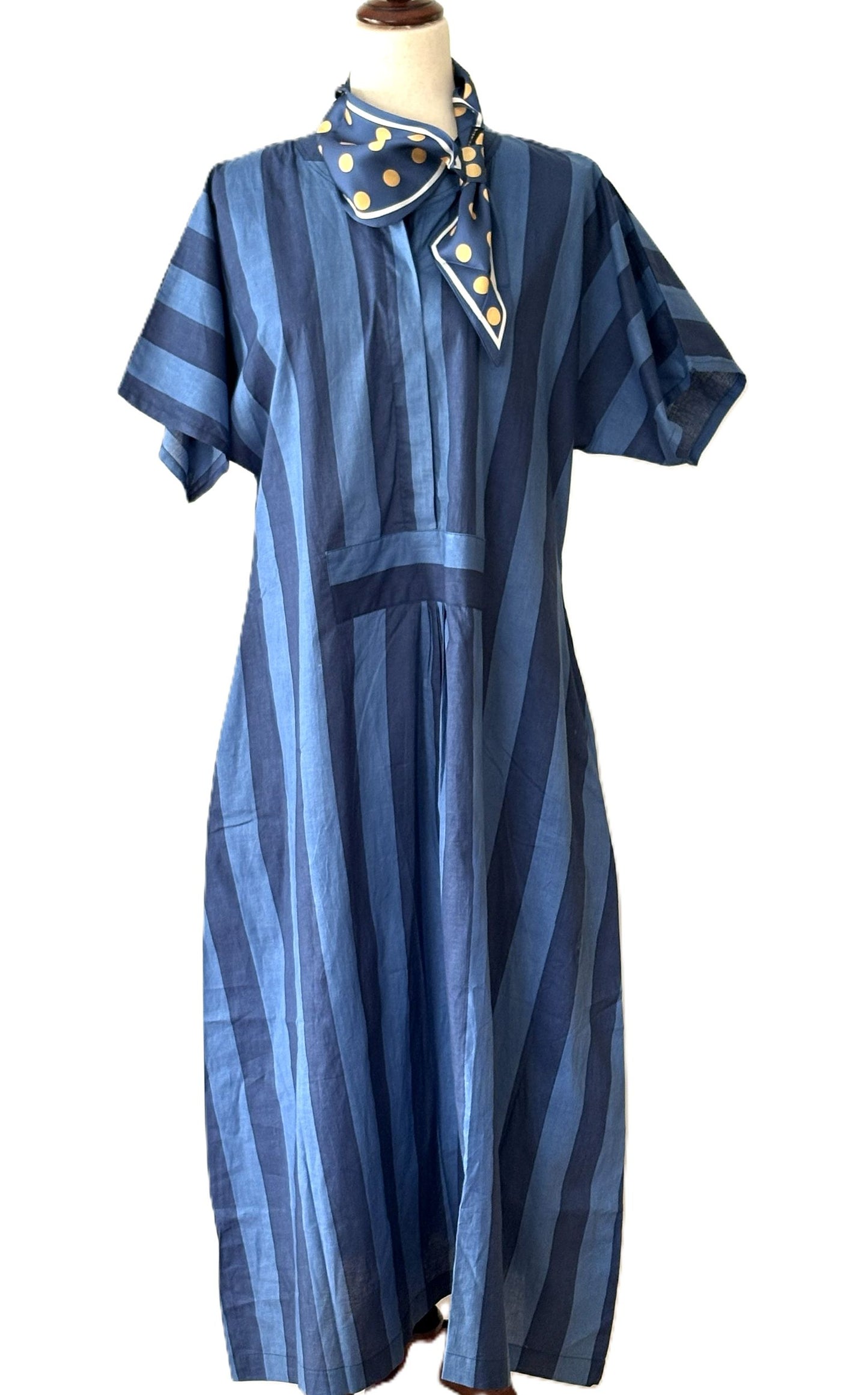 Dresses: Smart, Fashionable  Shirt Dress In Classic Blue Stripes