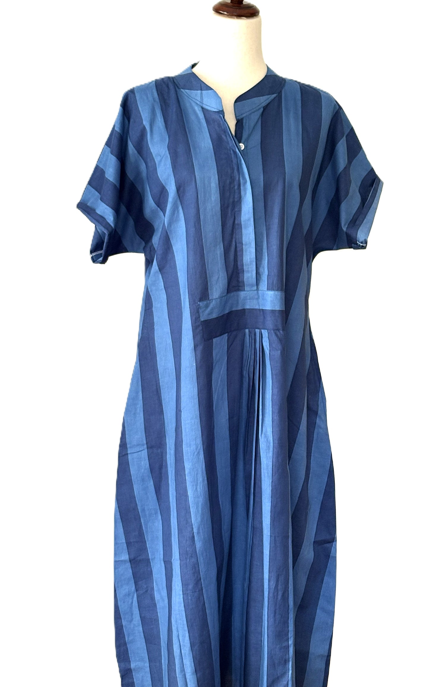 Dresses: Smart, Fashionable  Shirt Dress In Classic Blue Stripes