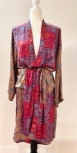 Luxury Silk Kimono Duster:  Rich Print Mix