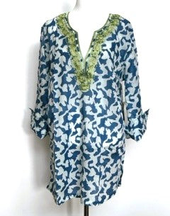 IVY BLUE Cotton Embroidered Kurta Tunic