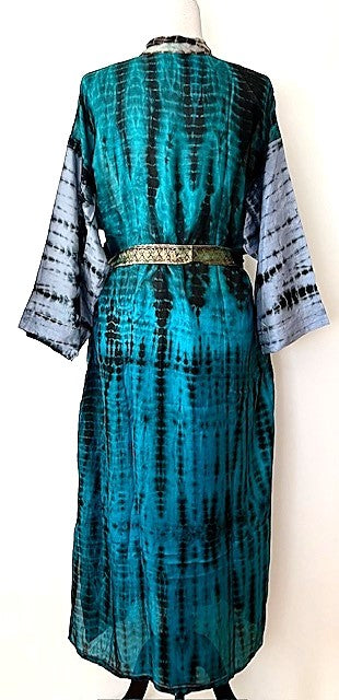 Luxury Rich Silk Print Kimono Duster Dress is Elegant (Tie Dye)