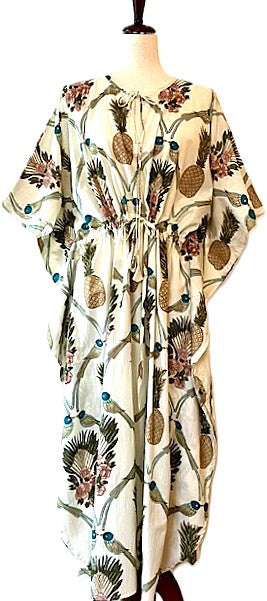 Maxi Tunnel Empire Caftan Is "Uptown Chic". (Pineapple Print)