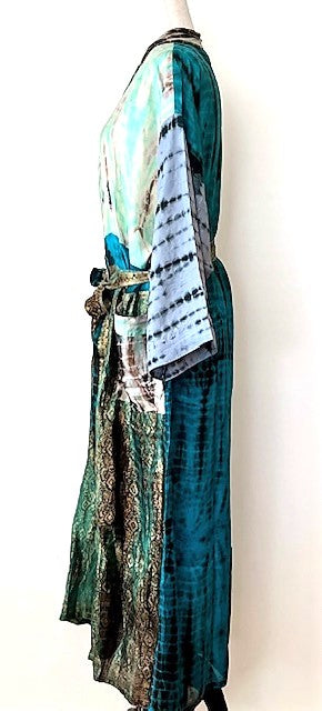 Luxury Rich Silk Print Kimono Duster Dress is Elegant (Tie Dye)