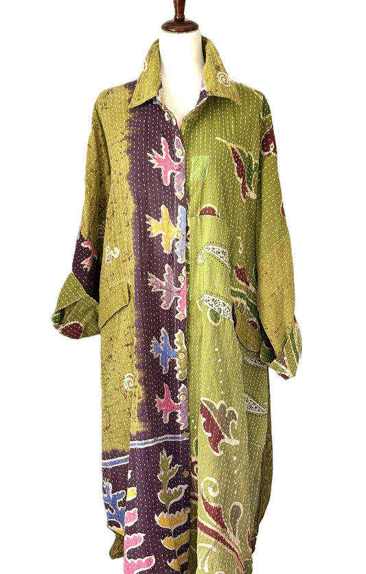 Pareo Kantha Free To Be Longsleeve Maxi. Everyone's Favorite. (Eggplant)
