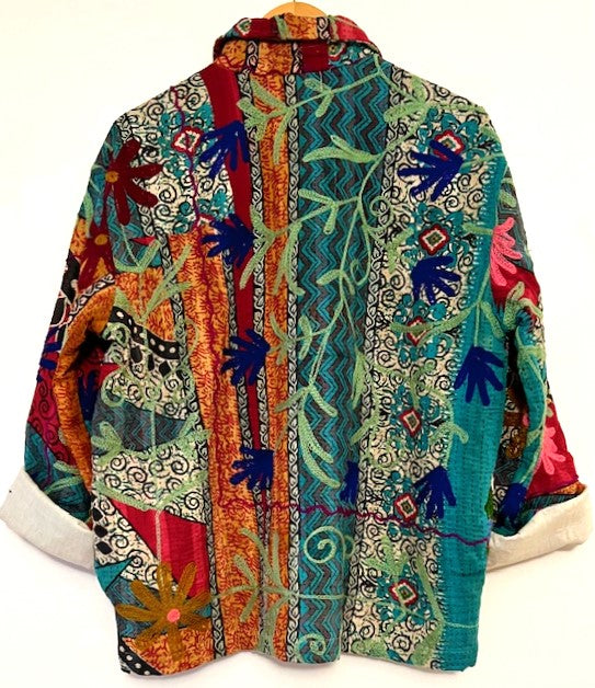 Specialty Collection: Shirt Style Button Down Jacket With Embroidery (Green)