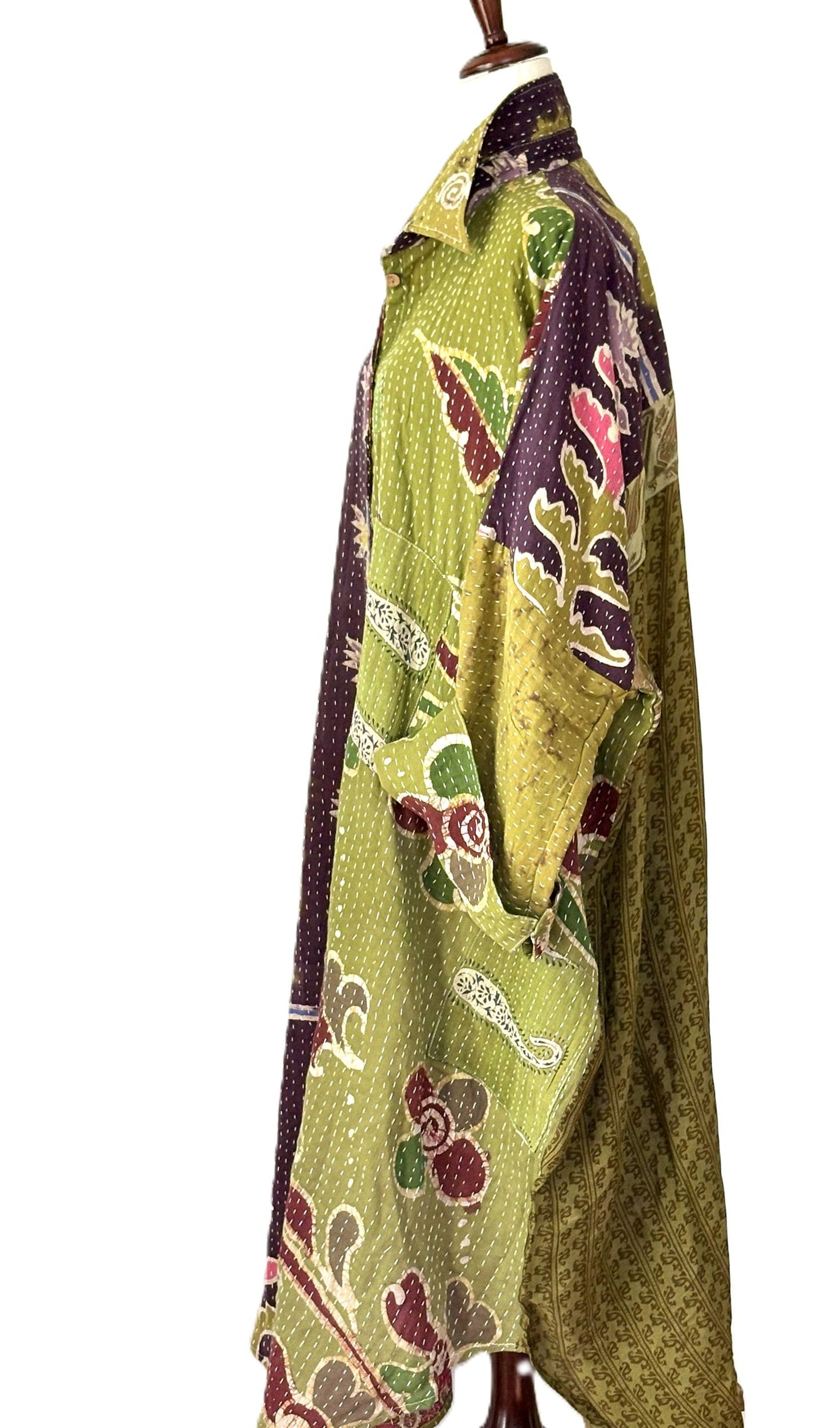 Pareo Kantha Free To Be Longsleeve Maxi. Everyone's Favorite. (Eggplant)