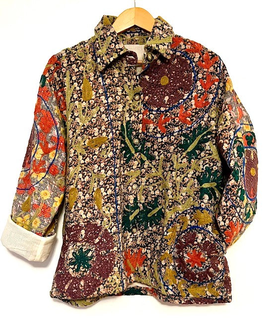 Specialty Collection: Shirt Style Button Down Jacket With Embroidery (Olive)