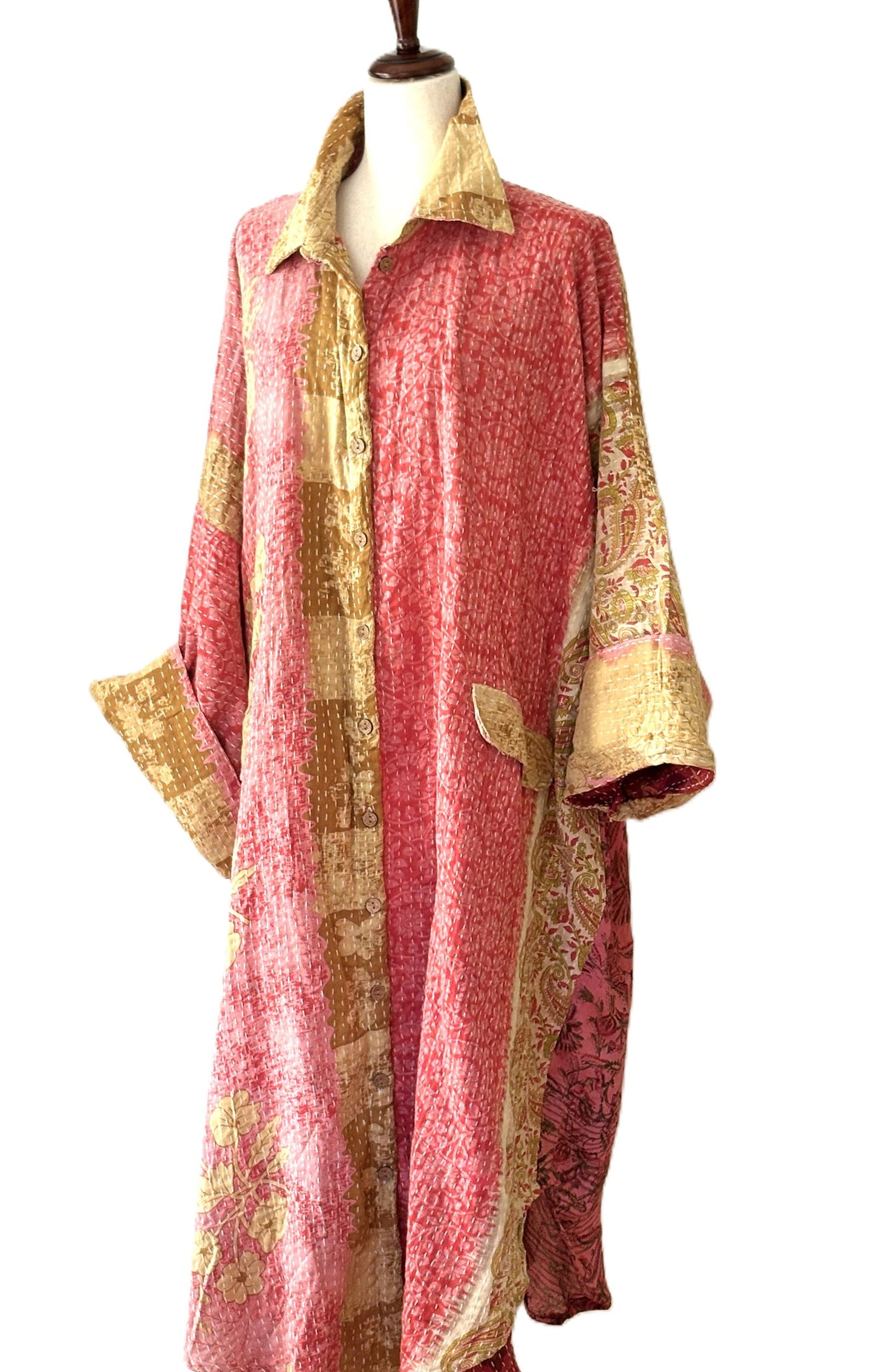 Pareo Kantha Free To Be Longsleeve Maxi. Everyone's Favorite.(Pastel)