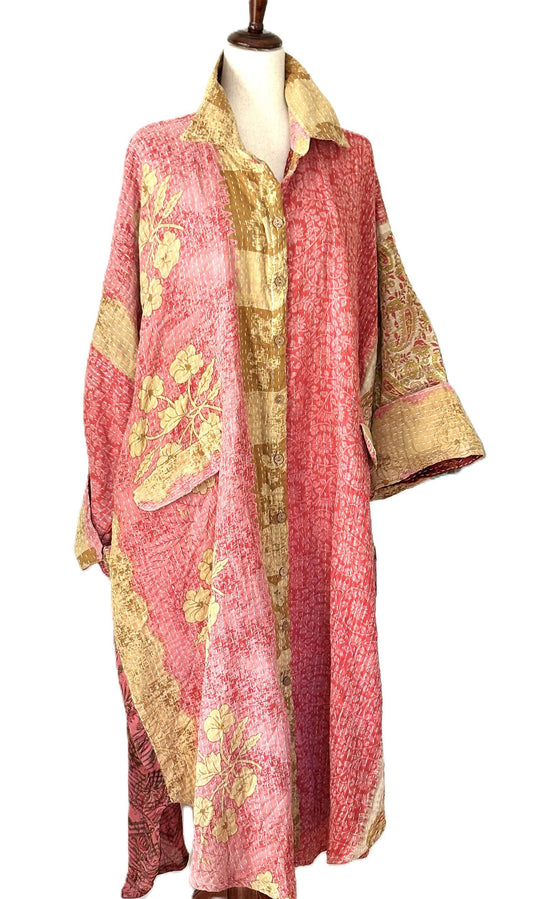 Pareo Kantha Free To Be Longsleeve Maxi. Everyone's Favorite.(Pastel)
