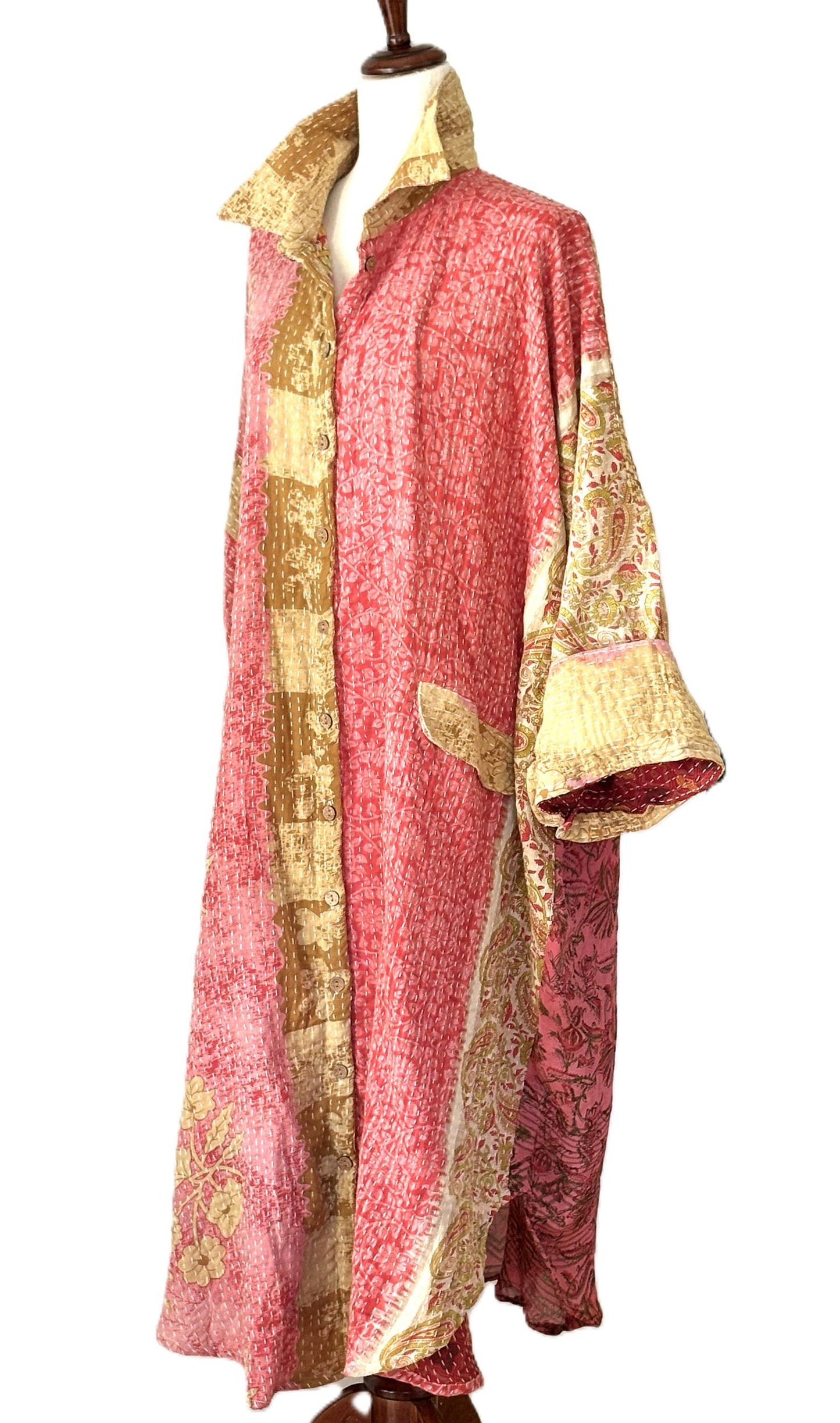 Pareo Kantha Free To Be Longsleeve Maxi. Everyone's Favorite.(Pastel)