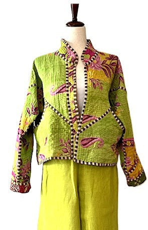 Short Cotton Quilted Jacket Handmade And Fully Reversible. (New Style)
