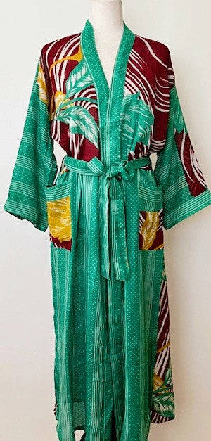 Luxurious Rich Silk Long Kimono Duster. Abstract Print